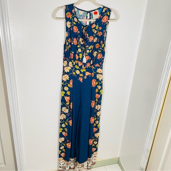 NEW Farm Rio for Anthropologie Dollis Floral Jumpsuit Bohemian Tropical Size XS - Picture 3 of 12